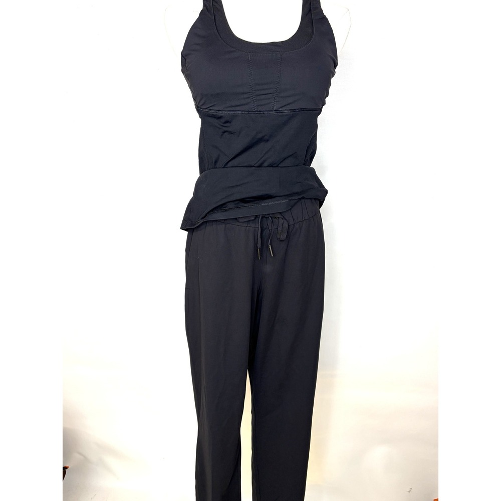 Lululemon On the Fly 7/8 Pant Black Luxtreme Joggers Size 8 Drawstring Travel - Picture 2 of 9